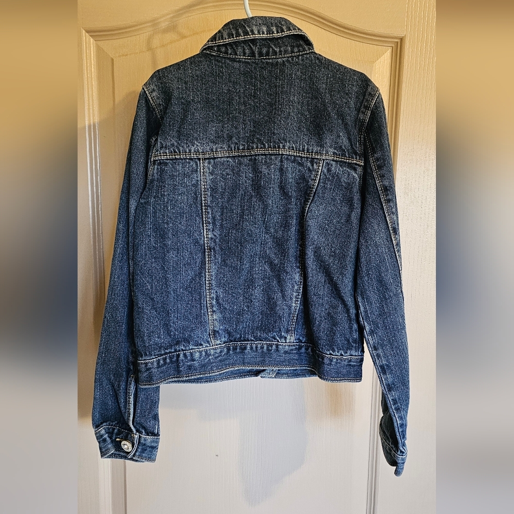 Girls Levi Strauss denim jacket 8/10 bling jewel button up fall style classic - Picture 3 of 5